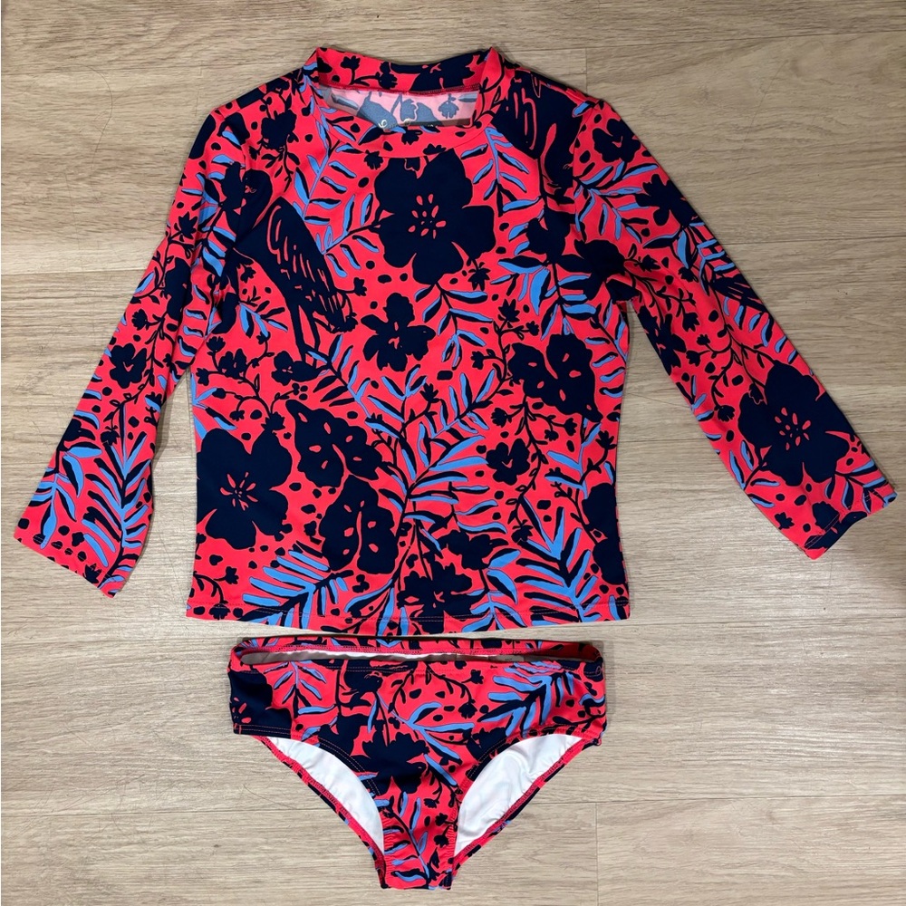 Lilly Pulitzer Swimsuit Rashguard Top and Bikini Bottom Girls Size 10